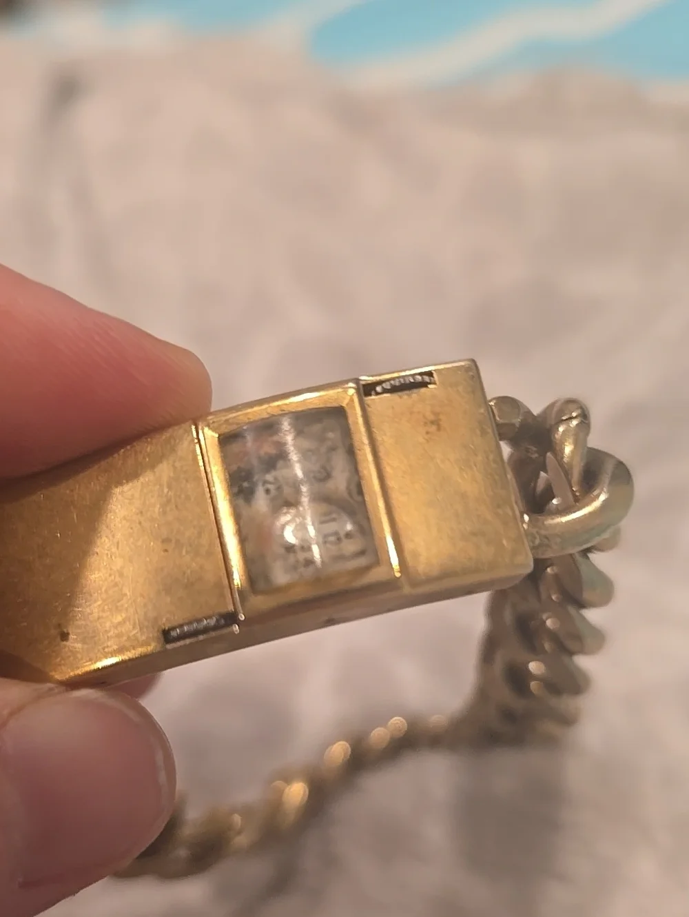 Speidel Vtg. Bracelet Curb Link Mid Century Heavy 1970 calendar Gold Plated